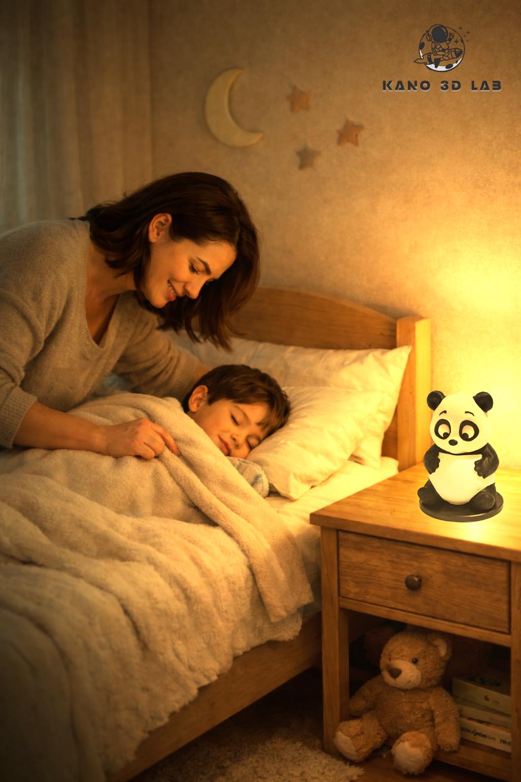 3D Printed Panda Night Light, Warm Nursery Decor Lamp