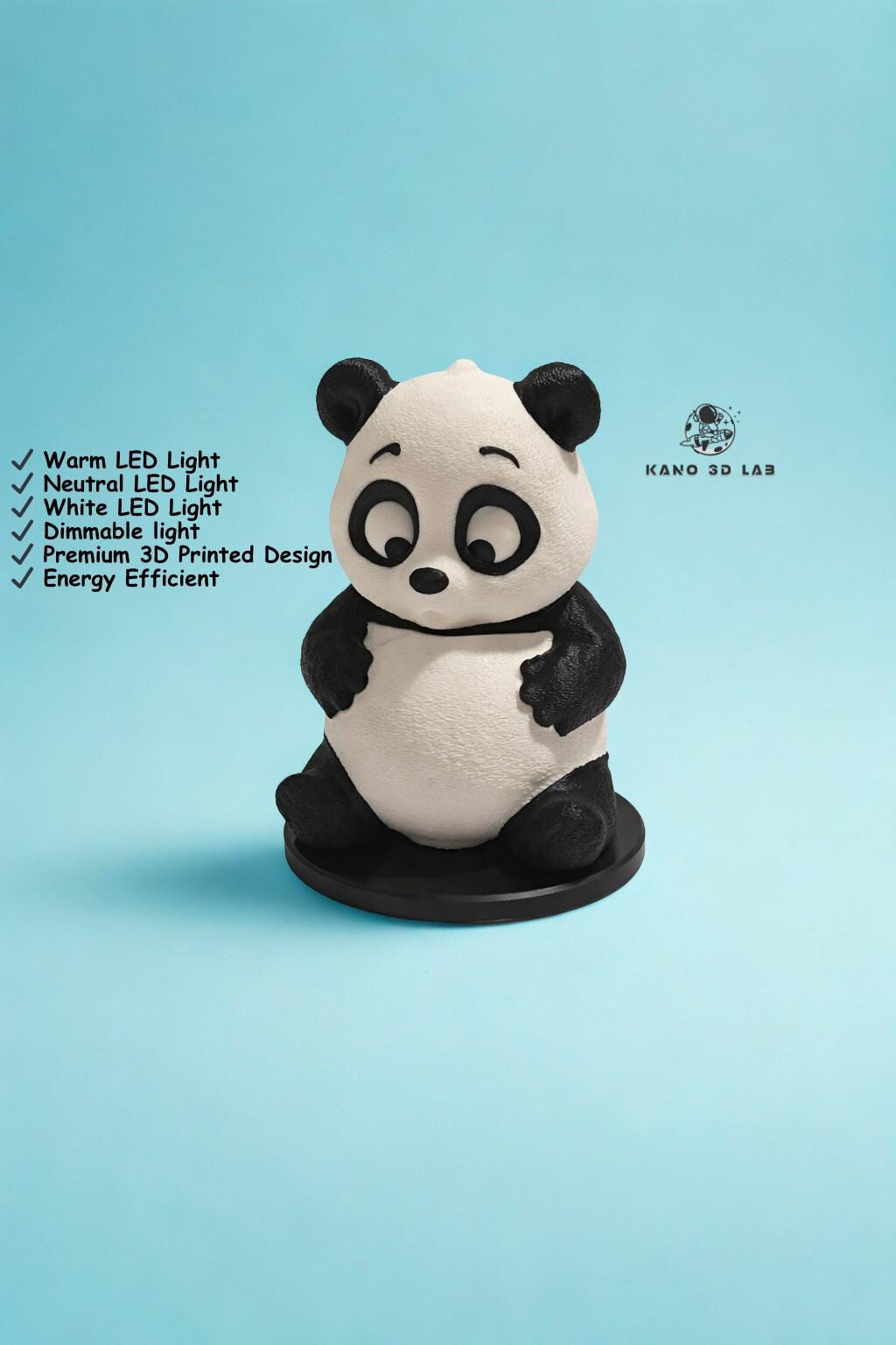 3D Printed Panda Night Light, Warm Nursery Decor Lamp